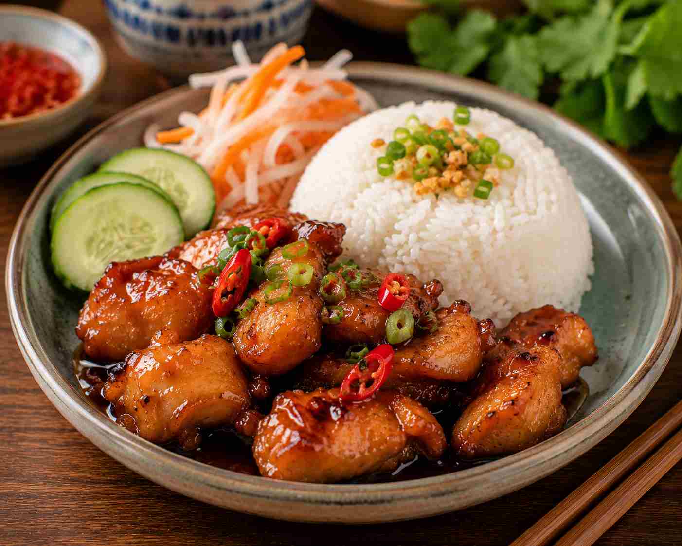 Vietnamesisk karamelkylling med ris