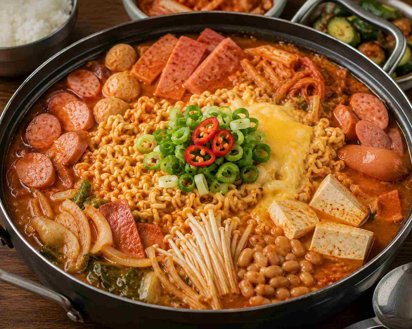 Budae jjigae - koreansk army stew med ramen