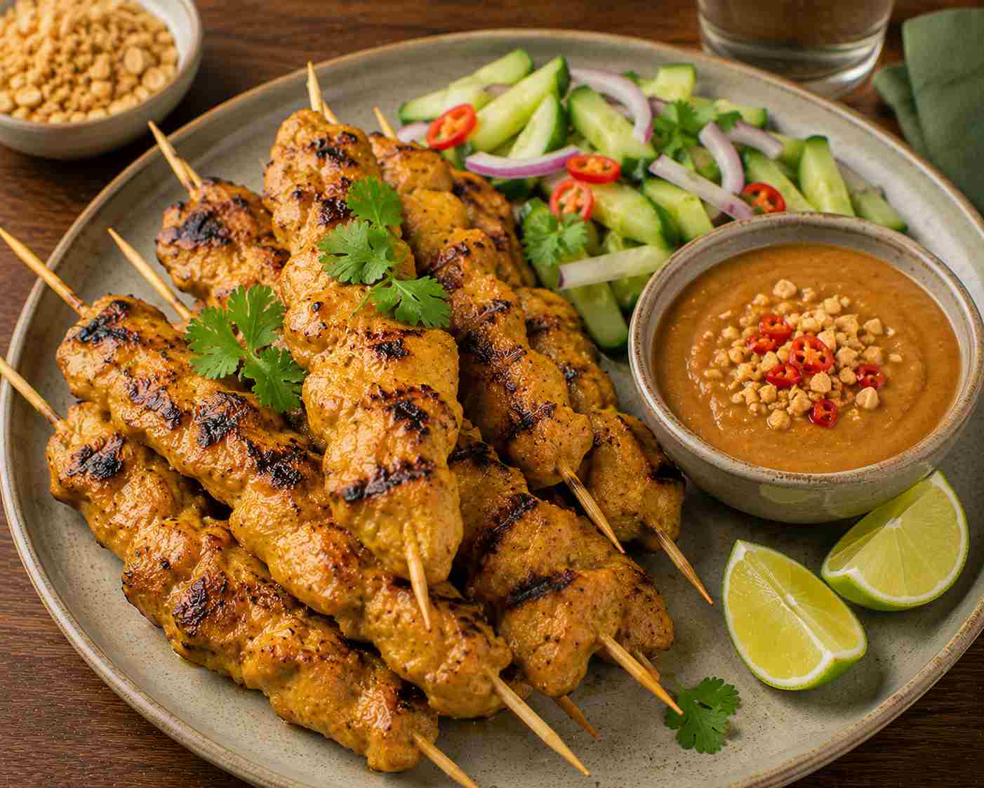 Chicken satay med peanutsauce