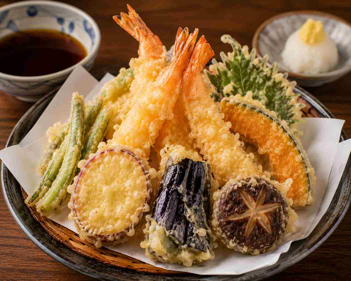 Tempura med rejer og grøntsager