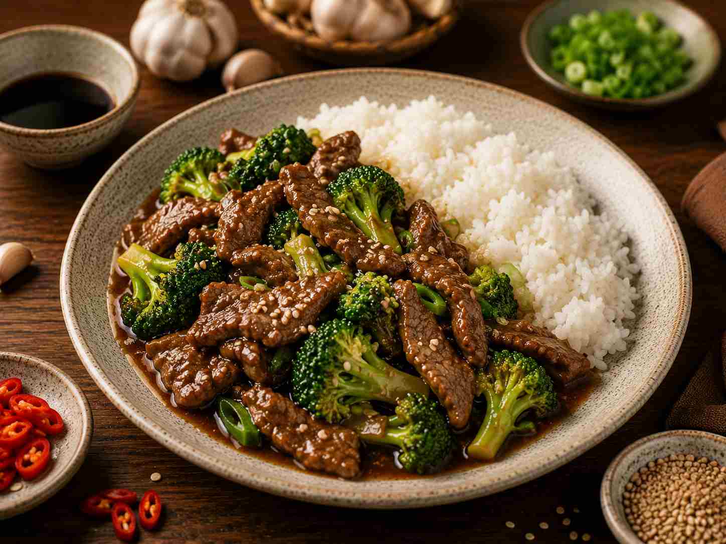 Beef and broccoli med soja og ris