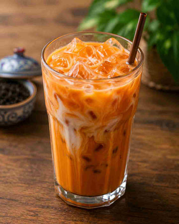 Thai iced tea med mælk og is
