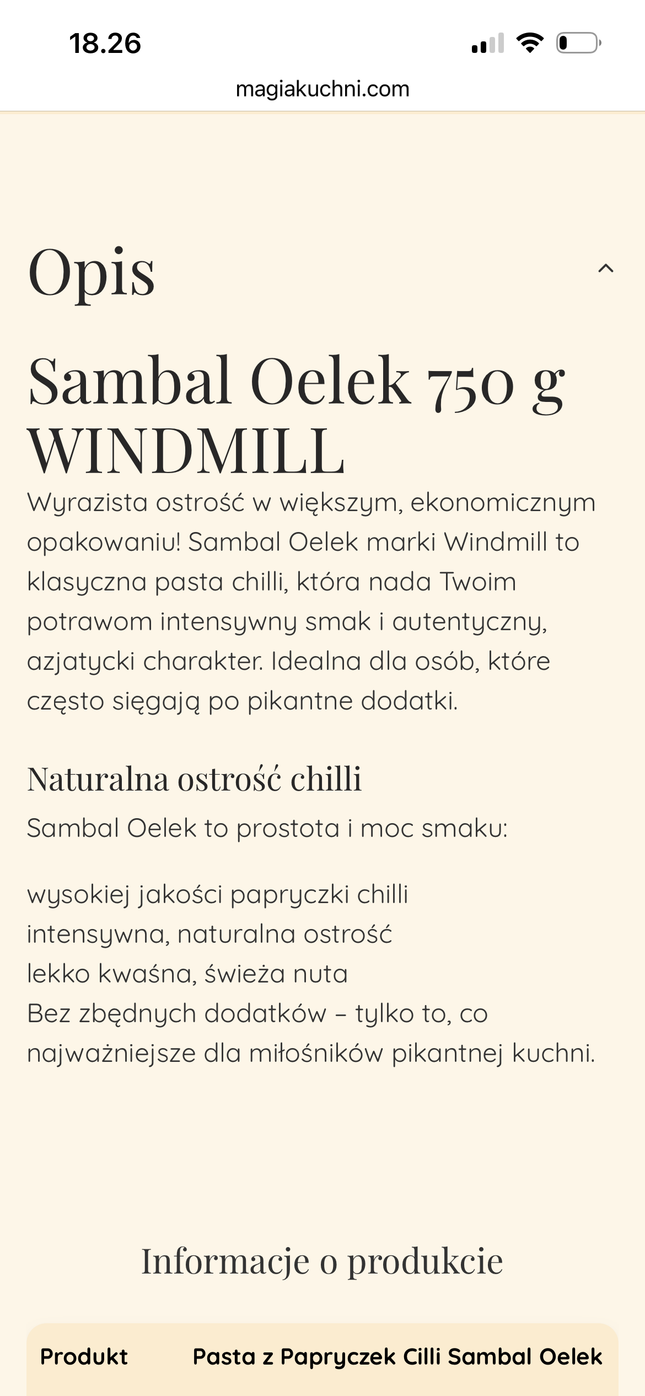 Chili Paste Sambal Oelek 750g. Styrke 3 Chilier