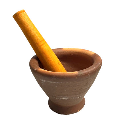 Handmade Clay Mortar & Pestle 8"