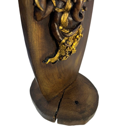 Ganesha Træfigur Med Guldmaling