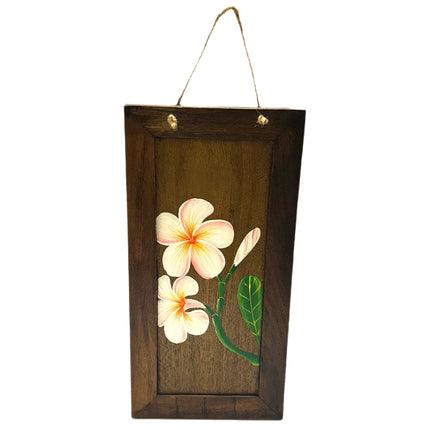 Plumeria Malet på Træ 16x36cm