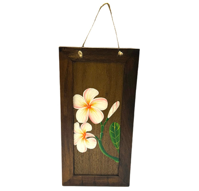 Plumeria Malet på Træ 16x36cm