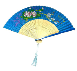 Fan Blue w/ Flowers (38cm)