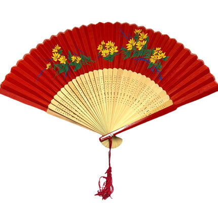 Vifte Rød m/ Gule Blomster (38cm)