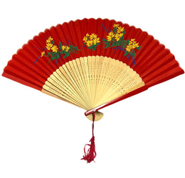 Fan Red w/ Yellow Flowers (38cm)