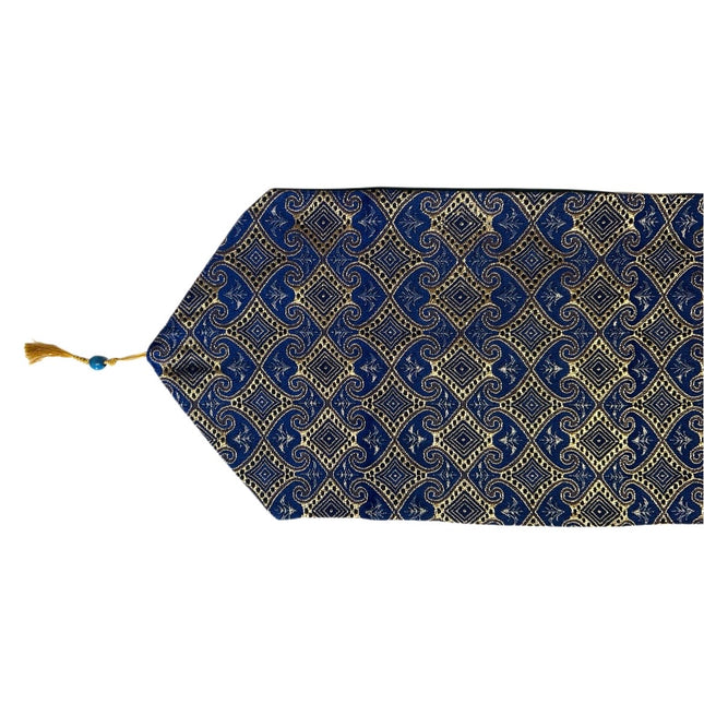Thai Sengeløber Blå Med Guld Mønster 350x1940 mm