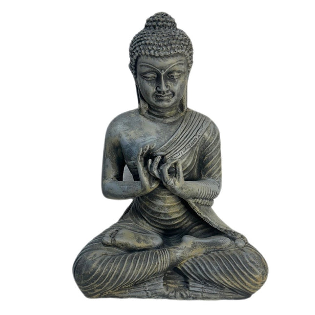 Buddha Figur Grå Poly H: 43 cm