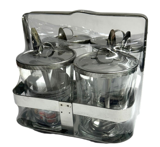 Thai Kitchen Seasoning Storage Set - Stainless Steel og Glas