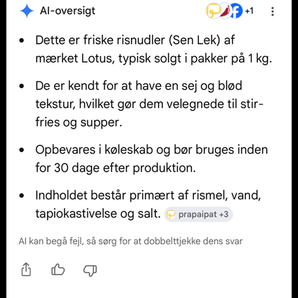 Friske thailandske risnudler - Sen Lek 1 kg