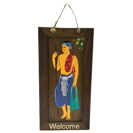 Lanna Mand Welcome - Malet på Træ 16x36 cm
