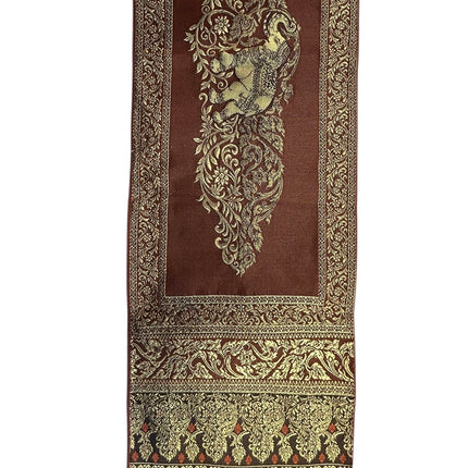 Thai Sengeløber Brun Med Guld Elefanter 230x2000 mm