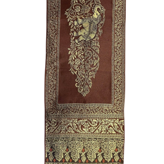 Thai Sengeløber Brun Med Guld Elefanter 230x2000 mm