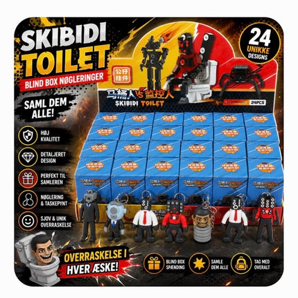 Skibidi Toilet Nøglering 6 til 7 cm. "blind Box"