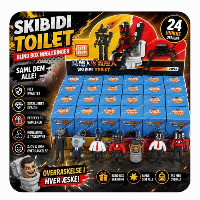 Skibidi Toilet Nøglering 6 til 7 cm. "blind Box"
