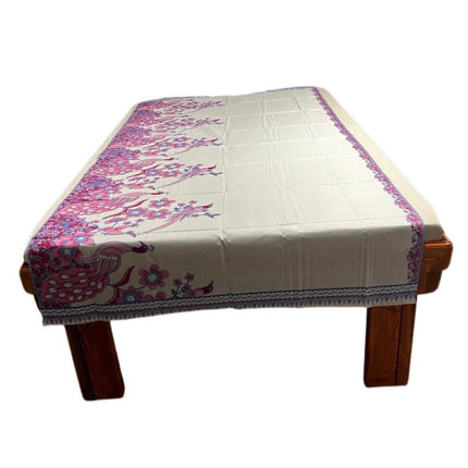 Top Lagen Hvidt Med Påfugl Pink 1110 x 2230 mm