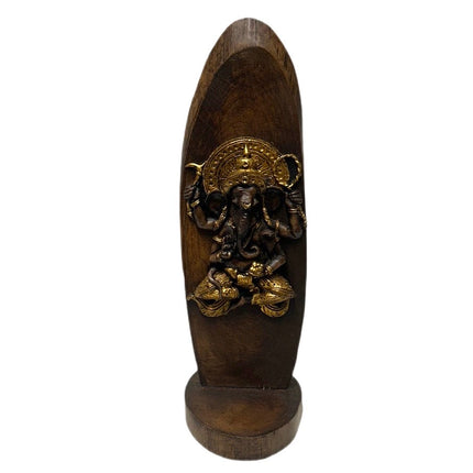 Ganesha Træfigur Med Guldmaling