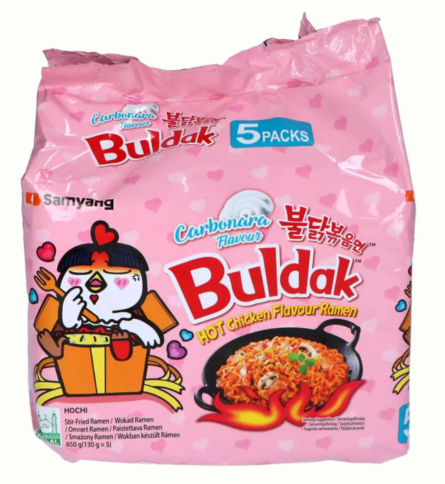 Buldak Ramen Carbonara Stærk Kylling 130g