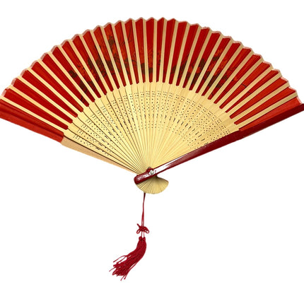 Vifte Rød m/ Sorte Blomster (38cm)