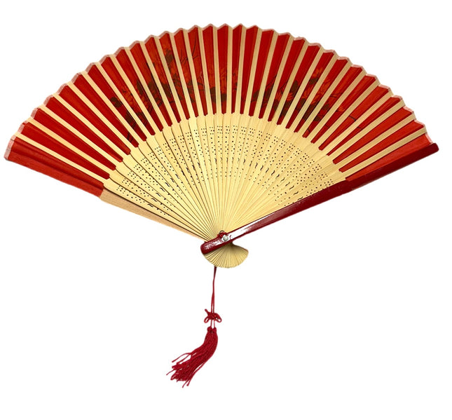 Vifte Rød m/ Sorte Blomster (38cm)
