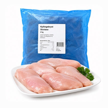 Thai Frossen Kyllingebryst 2 kg Skindløs