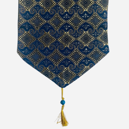 Thai Sengeløber Blå Med Guld Mønster 350x1920 mm