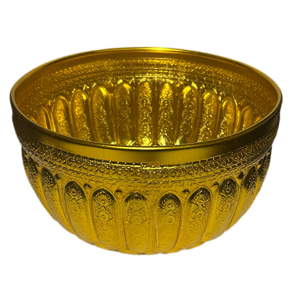 Aluminum ø 24,5cm Gold Water Bowl with Rice-Strip Design