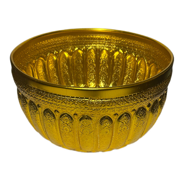 Aluminum ø 24,5cm Gold Water Bowl with Rice-Strip Design