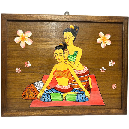 Thai Massage 6 Maleri på Træ 37,5x29,5cm