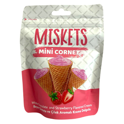 Misket Hvid Chokolade & Jordbær Vaffel Mini Cornet