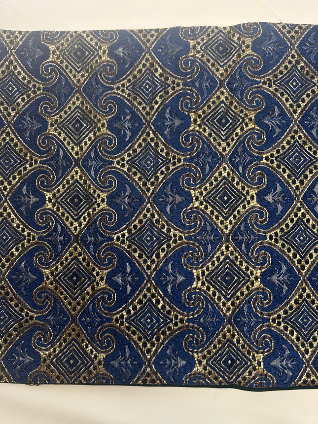 Thai Sengeløber Blå Med Guld Mønster 350x1920 mm