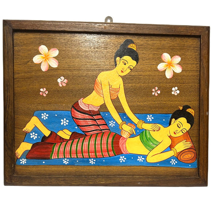 Thai Massage 7 Maleri på Træ 37,5x29,5cm
