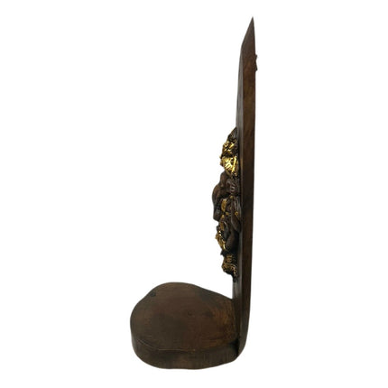 Ganesha Træfigur Med Guldmaling