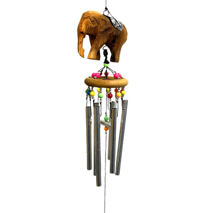 Vindspil Udskåret Træ Elefant