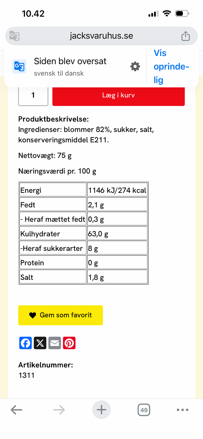 Xi Muoi Tørrede Blommer 90g