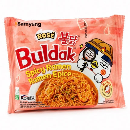 Buldak Stærk Kylling Ramen Rose 140g, Samyang