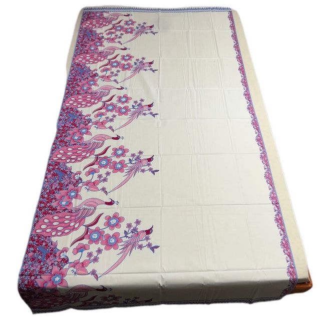 Top Lagen Hvidt Med Påfugl Pink 1110 x 2230 mm