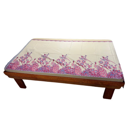 Top Lagen Hvidt Med Påfugl Pink 1110 x 2230 mm