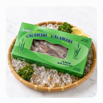 Blæksprutte med hoved Calamari Frossen 1 Kg