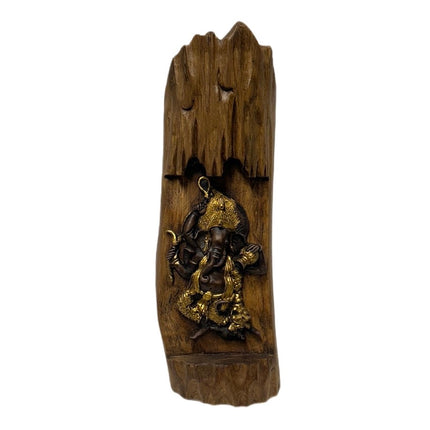 Ganesha Træfigur Med Guldmaling