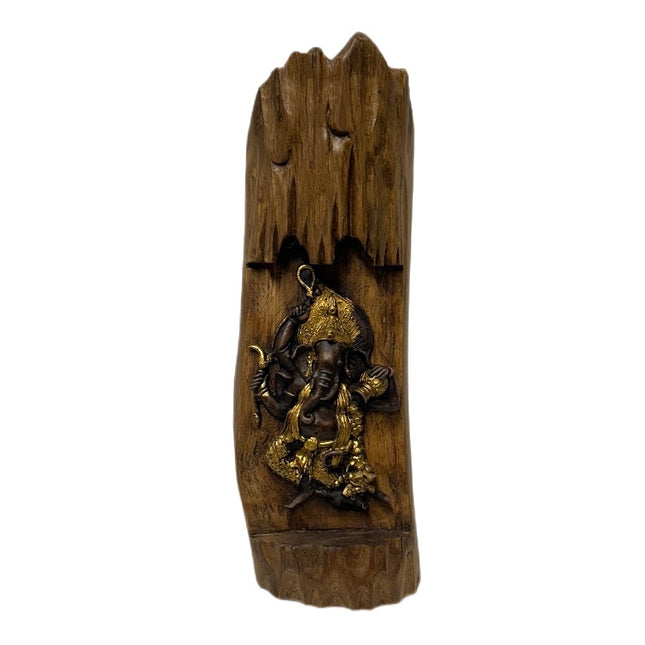Ganesha Træfigur Med Guldmaling
