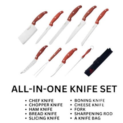Eisenbach LH-049 9-delt professionelt knivsæt med rulletaske